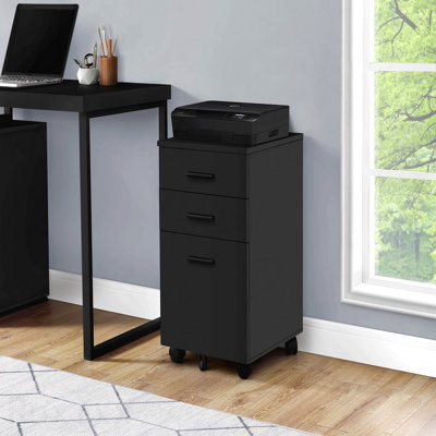 Laminate Contemporary Rolling File Cabinet With Storage Drawers & Printer Stand For Office