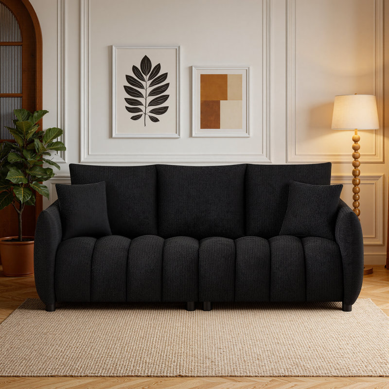 Canapé en tissu Modern, Black Chenille