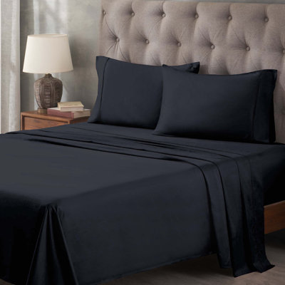 Ensemble de draps unis à poche profonde en coton égyptien à contexture de 400 fils