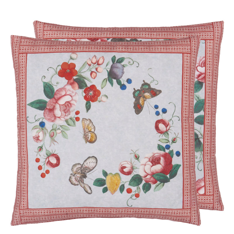 Flower Fan Sky Blue Decorative Pillow