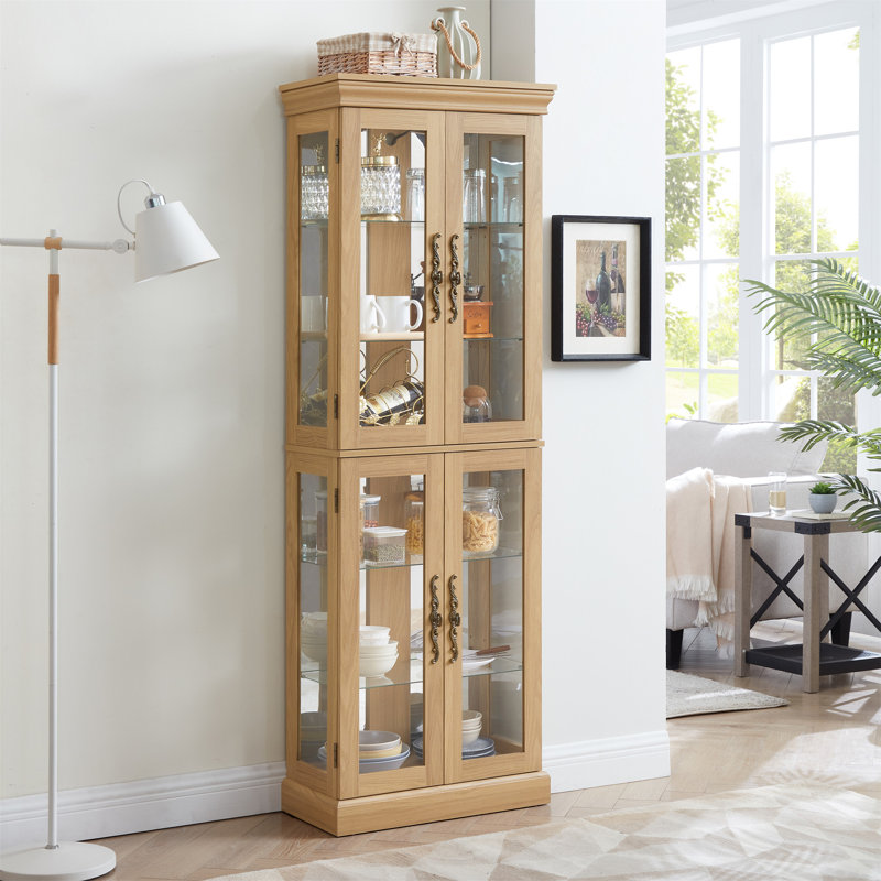 Vitrine lumineuse vitrée, Chêne clair
