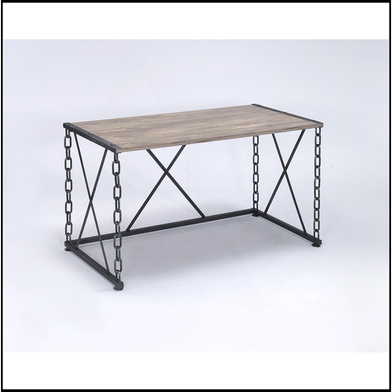 Bureau en chêne rustique et finition noire antique