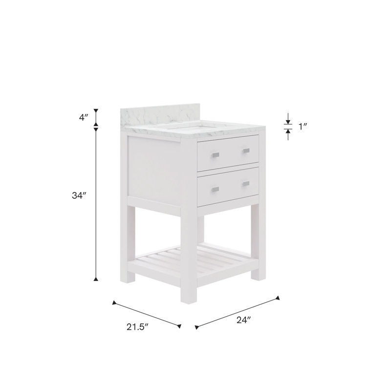 Madalyn 24" Single Sink Bathroom Vanity Set, Solid White, Faucet Included
