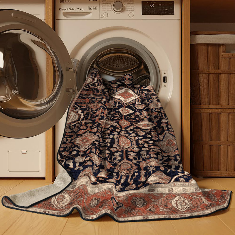 Tapis brun lavable à la machine, Carré 8 pi