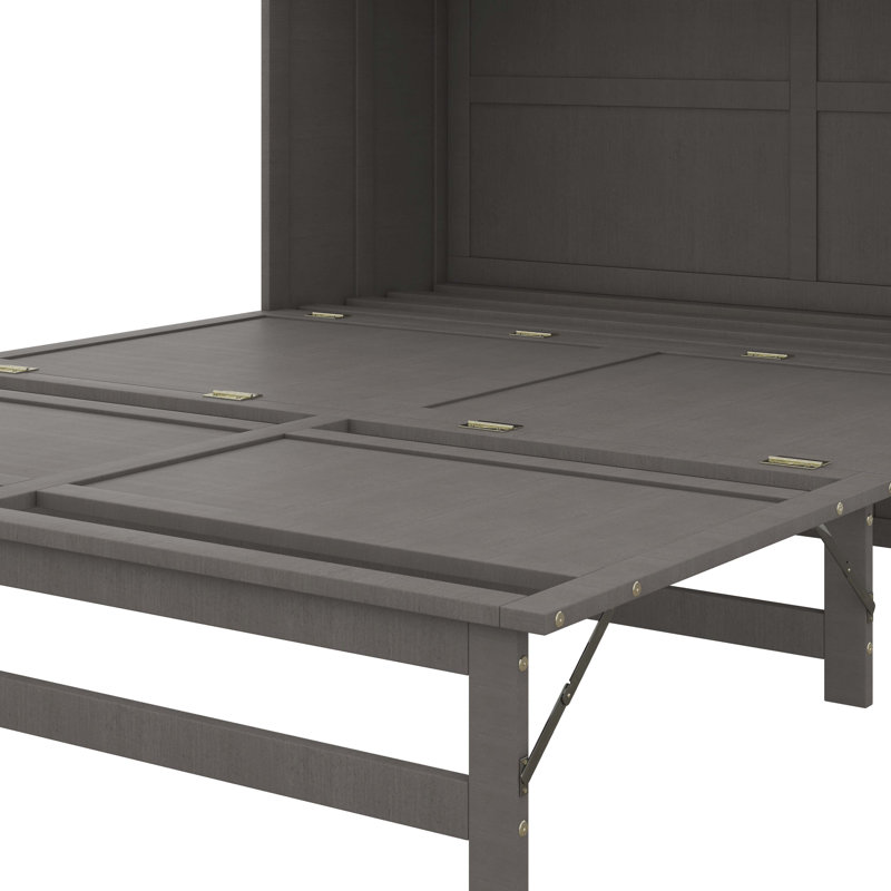 Elegant Queen-Sized Murphy Bed With Integrated Charging Station, Antique Grey