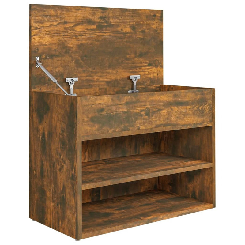 4 Pair Shoe Storage Bench, Smoked Oak