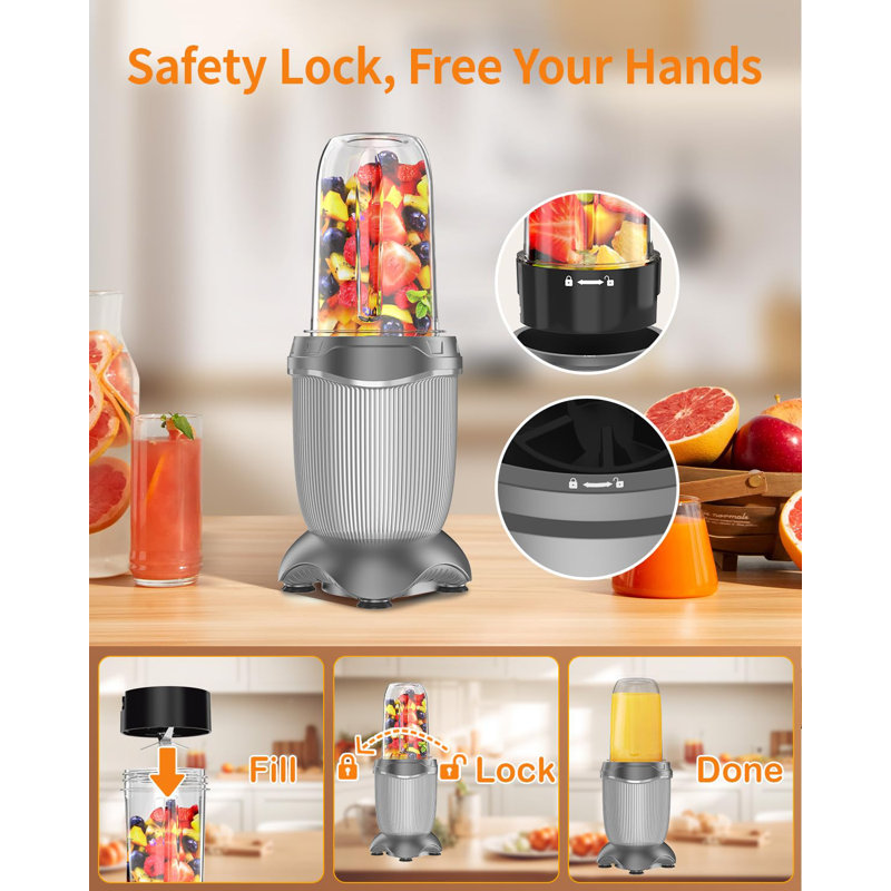850W Upgraded Compact Smoothie Blender - Personal Blender with 26 Oz To-Go Cups and Spout Lids