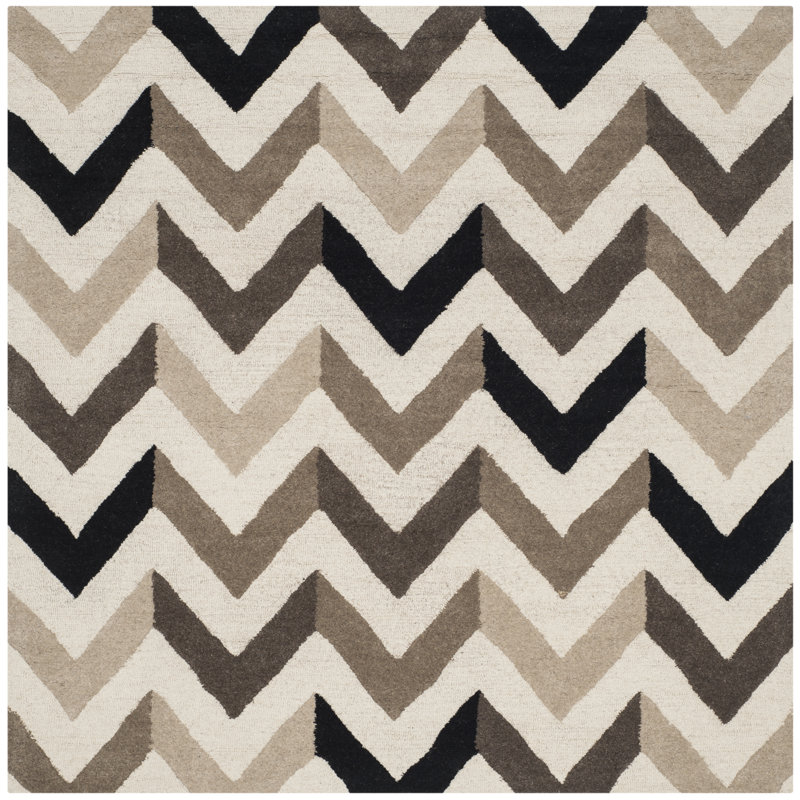 Sanyla Hand Tufted Wool Chevron Rug, Square 6'