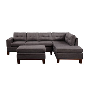 Upholstered L-Shaped Sectional with Ottoman Reversible