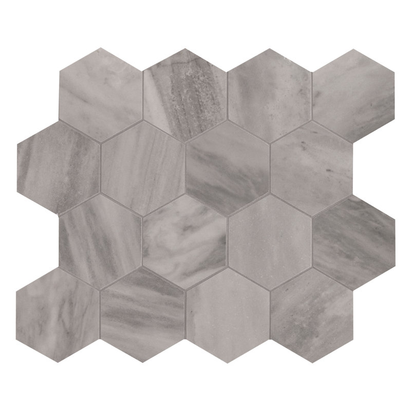 Ardena 12 in. x 12 in. Matte Porcelain Hexagon Stone Look Floor and Wall Tile, Mist Nero