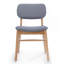 Ensemble de 2 chaises de salle à manger rembourrées Mid-Century avec structure en bois d'hévéa, noyer et gris clair-363362067-363362066