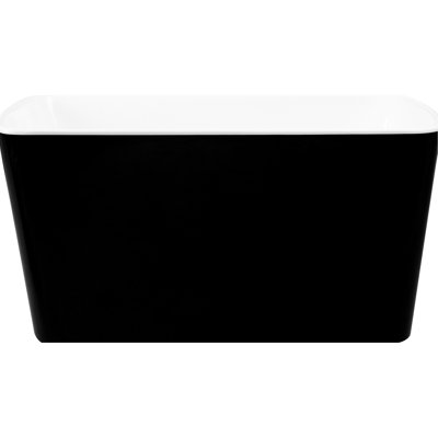 Baignoire autoportante 49 po carrée en acrylique, baignoire japonaise avec bonde et trop-plein, intérieur noir brillant 49 po, bonde à débordement chaud,