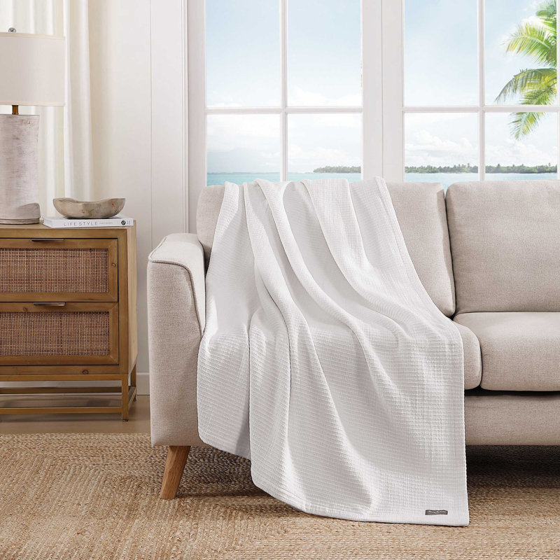 Couverture réversible en coton Tommy Bahama, Grand, Blanc