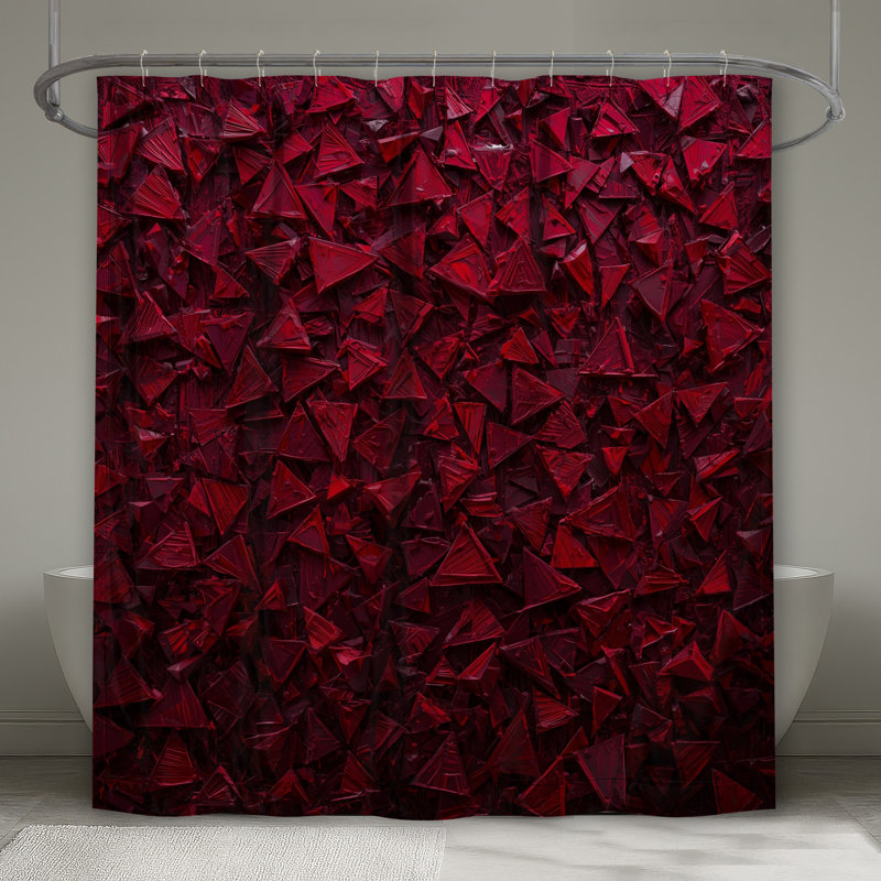 Rideaux de douche rouges à texture triangulaire extra longs, L 70 po x H 84 po