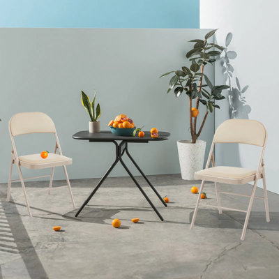Chaise pliante de taille standard - Cuir rembourré et peu encombrant - Cuir d'unité centrale avec structure en métal - pour la maison / le bureau / la fête