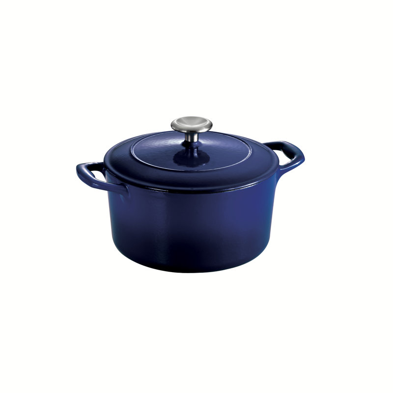 Cocotte ronde en fonte émaillée de couleur brune, 3,5 pte, Cobalt dégradé