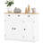 Sideboard - Solid Wood Countertop, 3 Drawers, Doors, Adjustable Shelf For Modern Kitchen Storage In Distressed White With Drawers File Cabinet