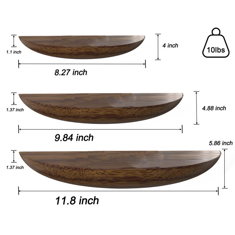 Mazell 2 Piece Solid Wood Floating Shelf