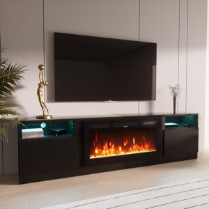 Joete 79'' Media Console, TV Stand for TVs up to 88" with Electric Fireplace and Adjustable Shelves