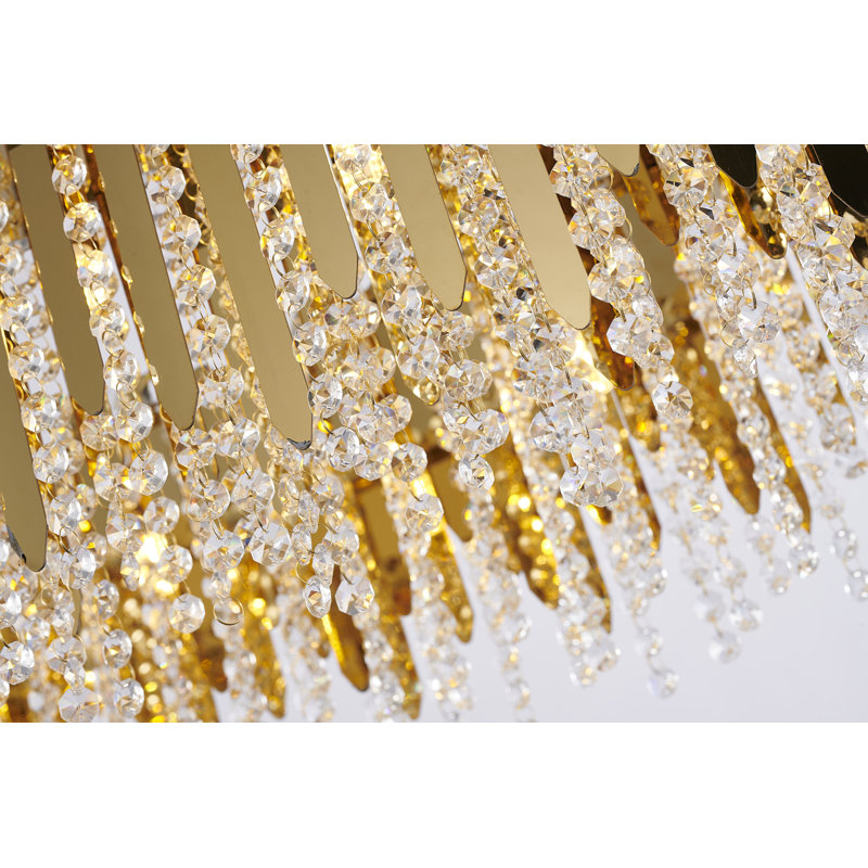 Transitional 20 Light Gold Crystal Chandelier, 10" H x 32" W x 32" D, 20