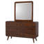 Commode large Ryb avec miroir, 6 tiroirs, structure en bois brun noyer foncé