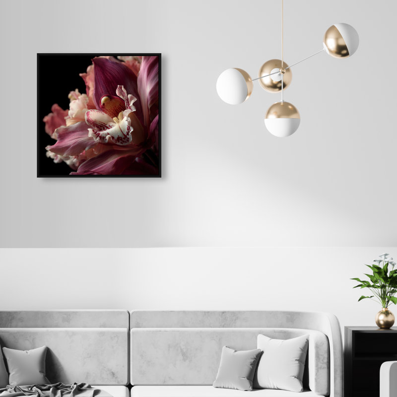 Velvet Labellum Print by Oliver Gal, 21"H x 21"W, Black Floater Frame
