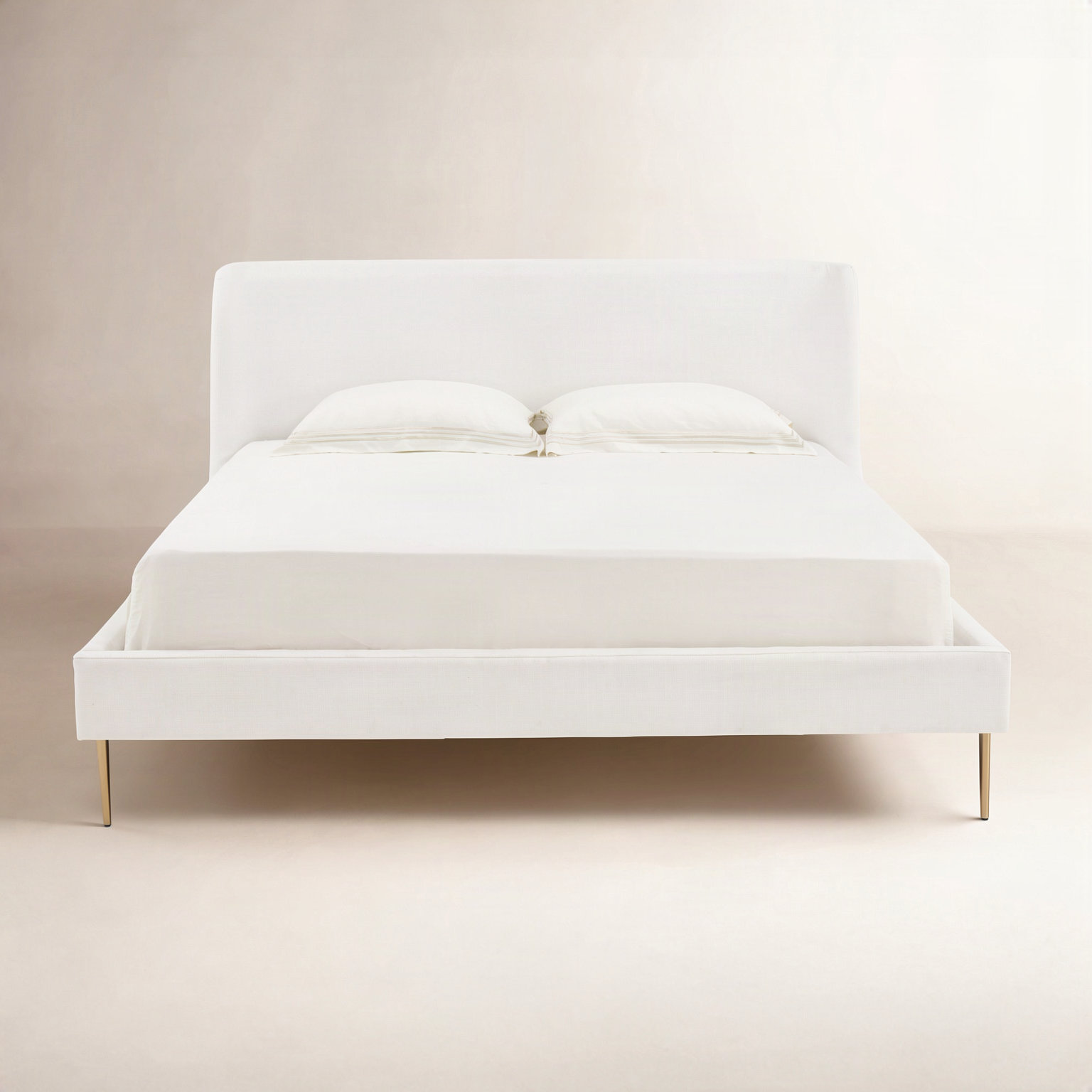 Venedy Linen Wingback Bed, Queen, White