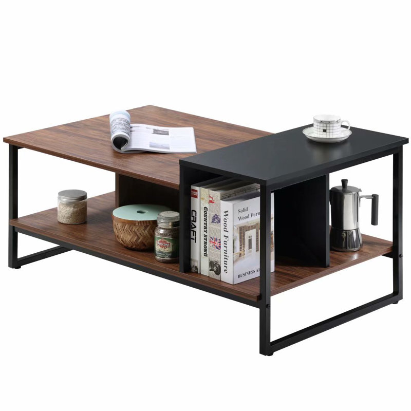Table basse avec rangement Keiana, Noyer / Noir, H 18,9 po x L 39,3 po x l 23,6 po