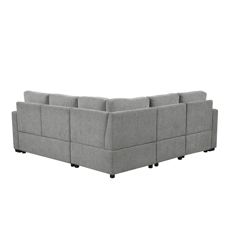 Canapé modulaire convertible en L 84,7 po Canapé-lit escamotable en L avec repose-pieds mobile, Gris