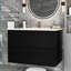 Meuble-lavabo noir 090, sans lavabo, deux tiroirs, facile à nettoyer, panneaux multicouches, poids 23,7 kg, sans design en U, grand espace de rangement, construction en panneaux, profondeur 86,5 cm, hauteur 44,5 cm