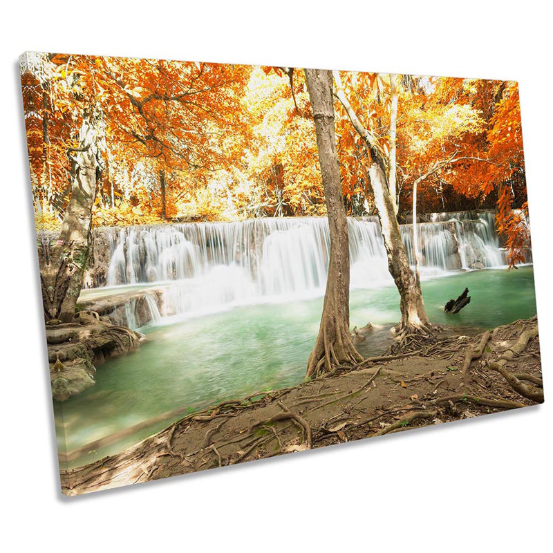 Waterfall Tropical Landscape - Wrapped Canvas Print, 81.3cm H x 121.9cm W x 4cm D