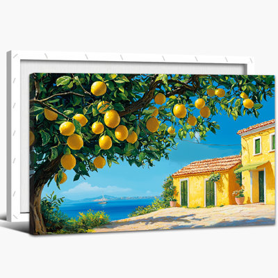 Art mural de citron, art mural de toile de citron, décoration murale de cuisine italienne, art mural de fruits rétro pour la cuisine, impression d'art mural méditerranéen, prêt à accrocher, 20 po x 30 po
