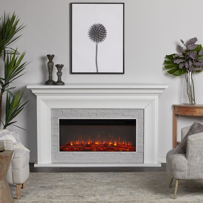 Sonia 69" Landscape Electric Fireplace by Real Flame, White, Standard