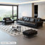 Canapé modulaire noir en cuir véritable