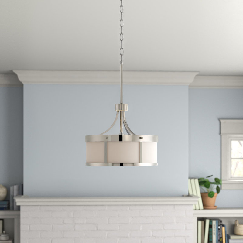 Lustre cylindrique unique à deux lumières Ashaan, Nickel poli