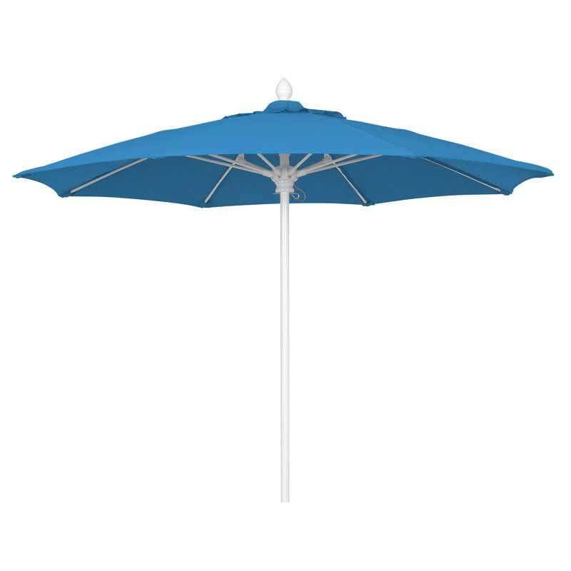 Parasol de marché 9 pi Prestige, Sunbrella® bleu ciel, Blanc