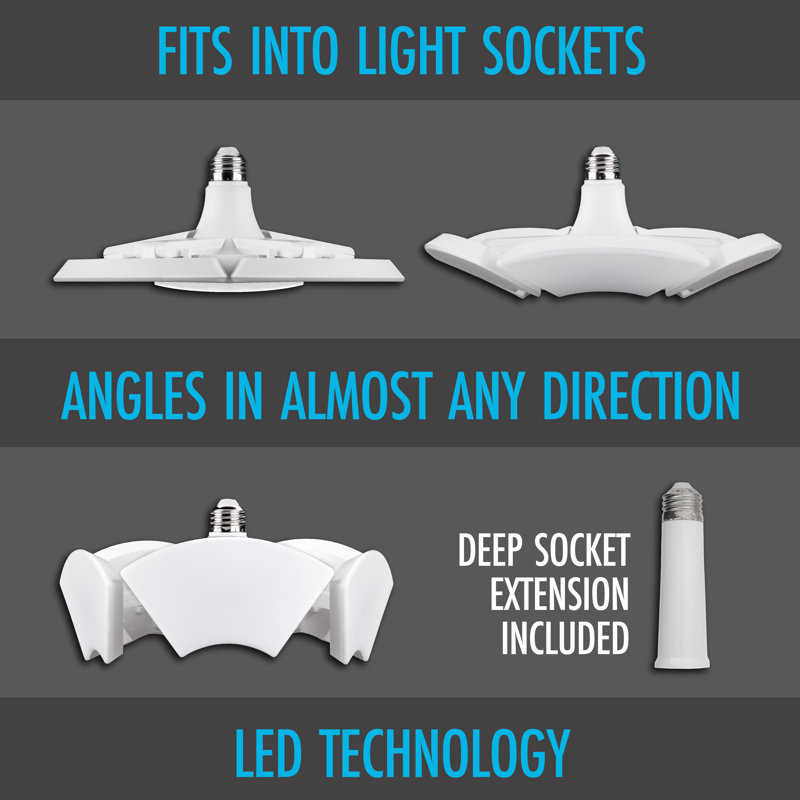 Bell+Howell Hexbulb Ceiling Light with 6 Panel Adjustable High Intensity Light