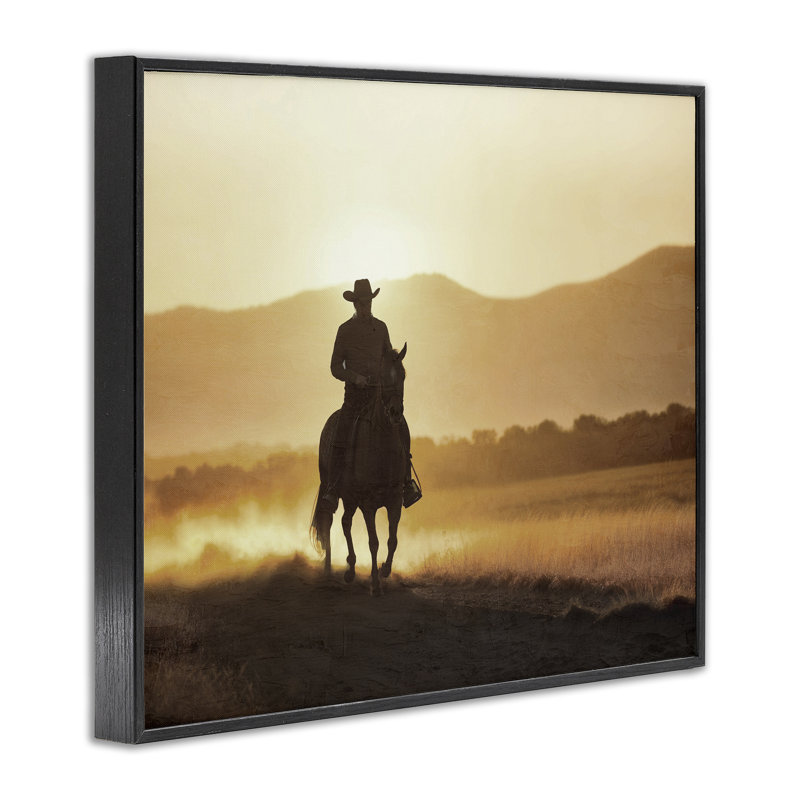 «Cowboy's Ride Home», estampe numérique, conception de Kim Allen, H 11 po x l 14 po, Giclée noire de minuit encadrée