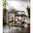 Vorrik Walnut Finish Rectangular Serving Cart with 3 Adjustable Trays and Caster Wheels for Easy Mobility-232867291