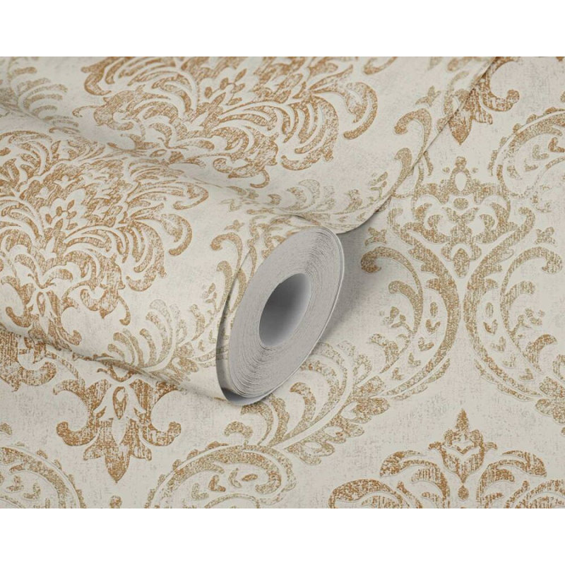 Rouleau de papier peint L 33 pi x l 21 po Wagoner, Crème / doré