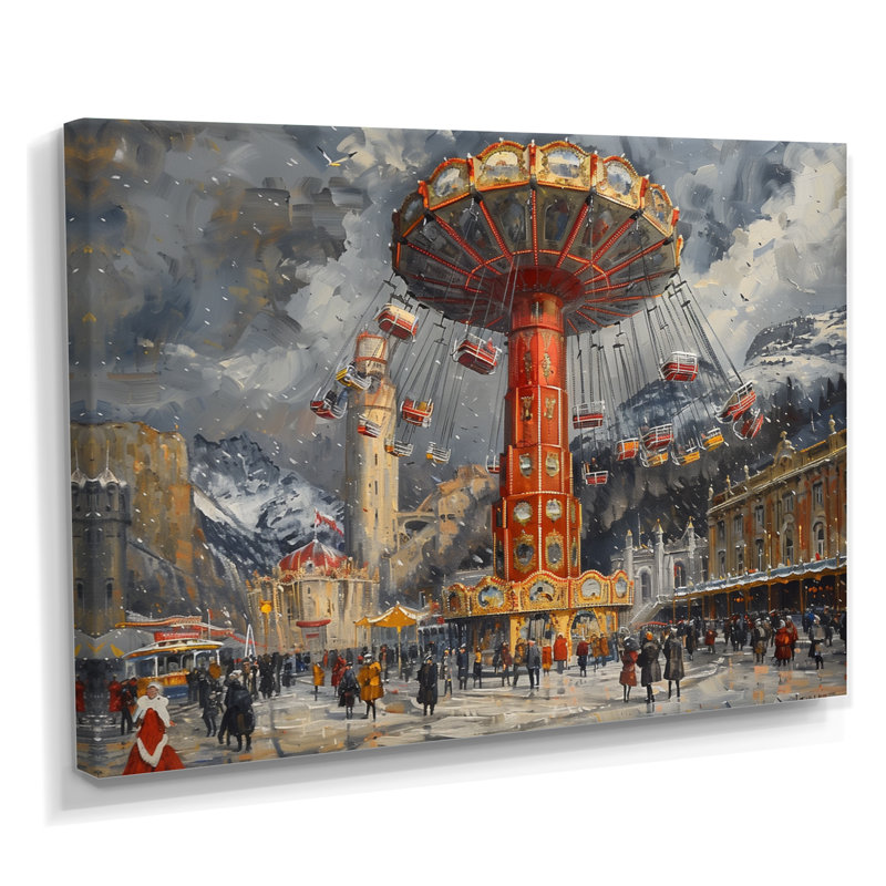 Troene - Amusement Parks Wall Art Living Room, H 34 po x l 44 po x P 1,5 po, Toile tendue