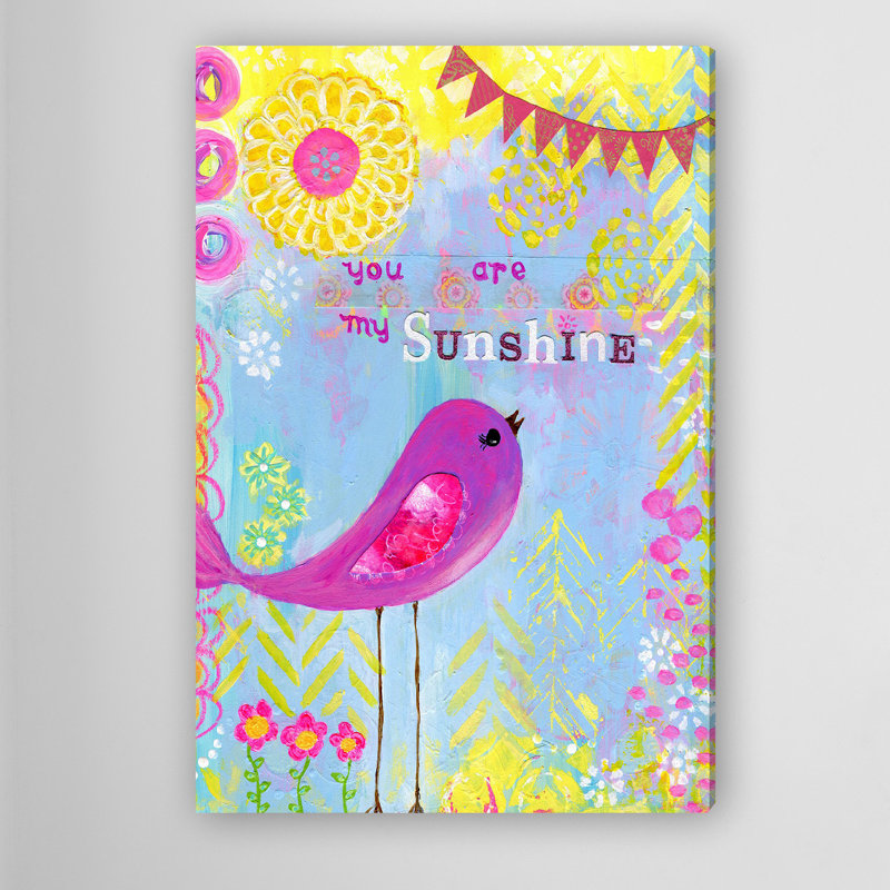 «Sunshine Purple Bird» par Jill Lambert, reproduction sur toile tendue, H 60 po x l 40po x P 1,5 po