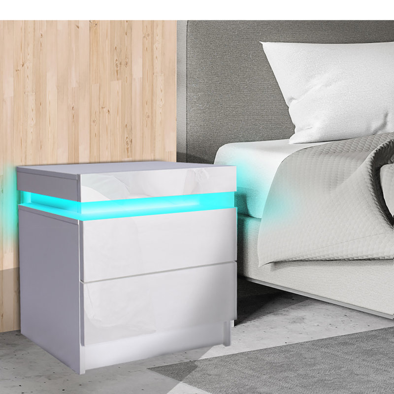 Crysta 45cm W Manufactured Wood Bedside Table, White