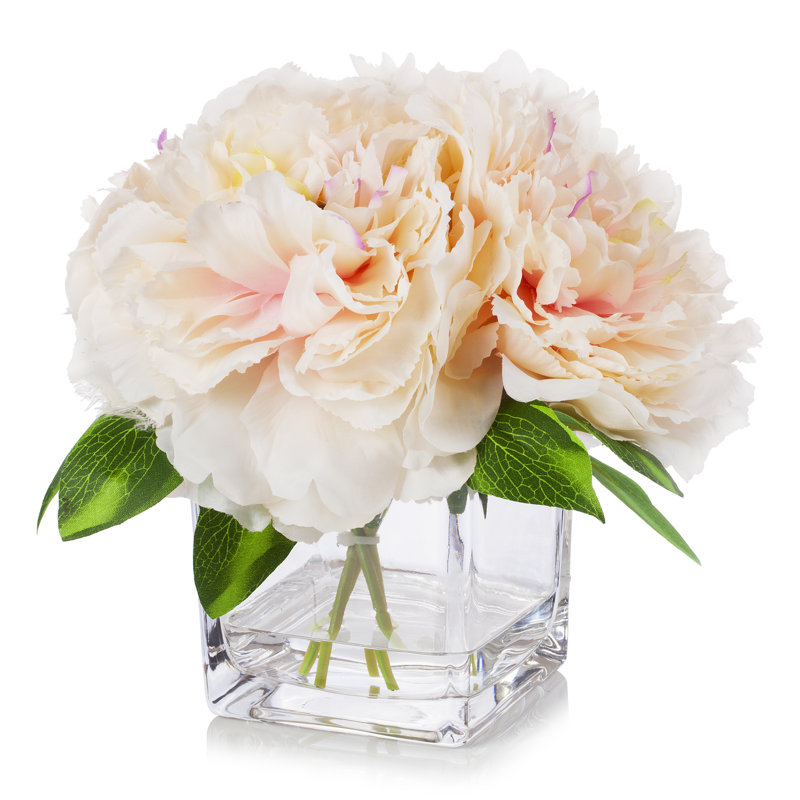Arrangements floraux en soie pivoines dans un vase, Pêche