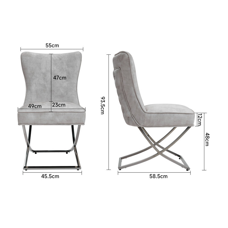 Geneva Upholstered Dining Chairs with Metal Base, Beige