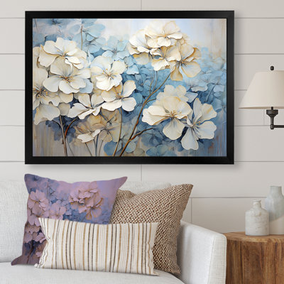 Minimalisme, géraniums blancs et bleus