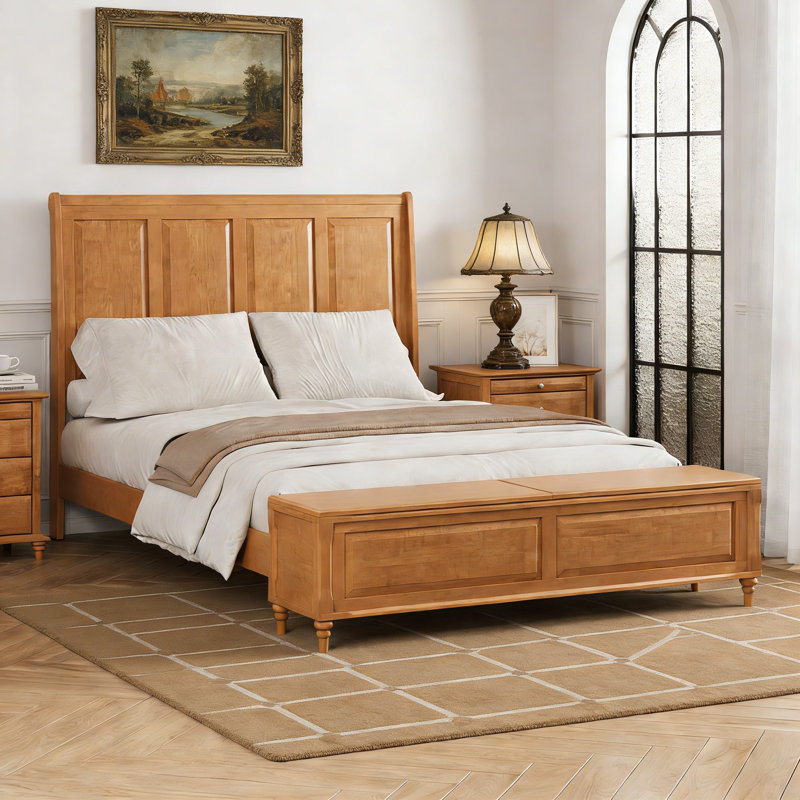 Lit-bateau avec commode Soild, Grand lit, Naturel