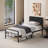 12 Inch Bed Frame with Upholstered Headboard and Metal Footboard-1636729543-1636729542