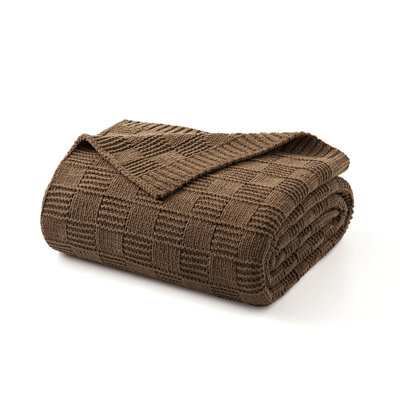 EVERGRACE Modern Checkered Chenille Throw Blanket, Soft Cozy Plaid Knitted Blanket For Sofa & Couch, Decorative Knit Throw For Bed And Living Room