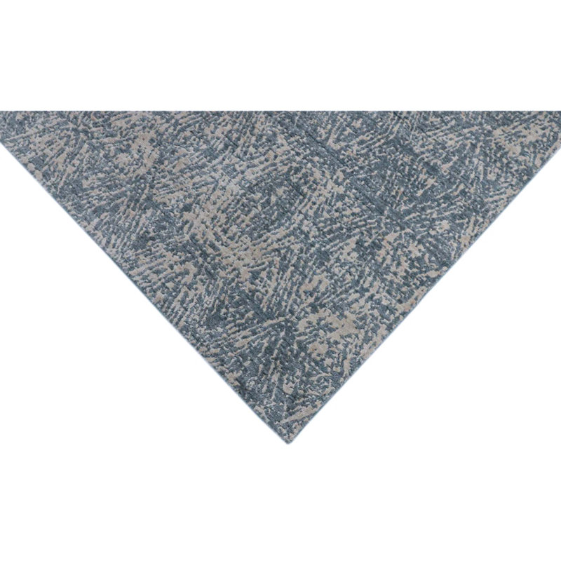 Tapis beige et bleu foncé noué à la main de haute qualité, Rectangle 2 pi x 3 pi